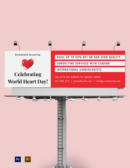 Free World Heart Day Billboard Template