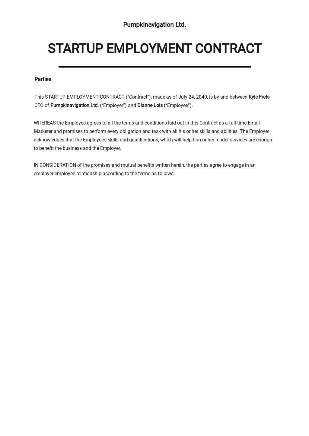 FREE Employment Contract Template in Microsoft Word (DOC) Template net