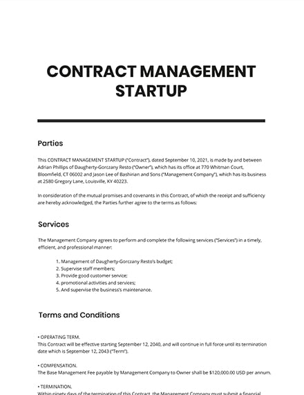 5  Management Contract Templates Free Downloads Template net