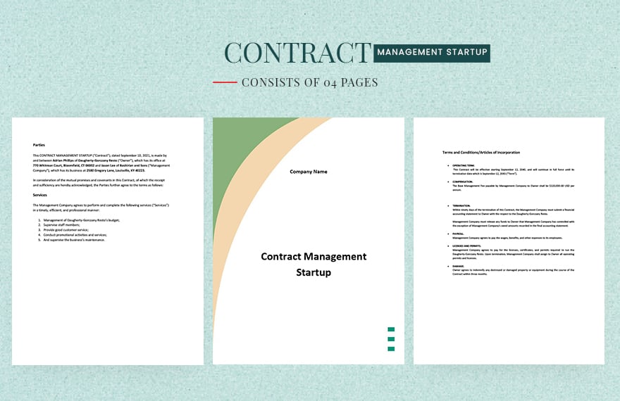 Contract Management Startup Template in Word, Google Docs, PDF, Apple Pages