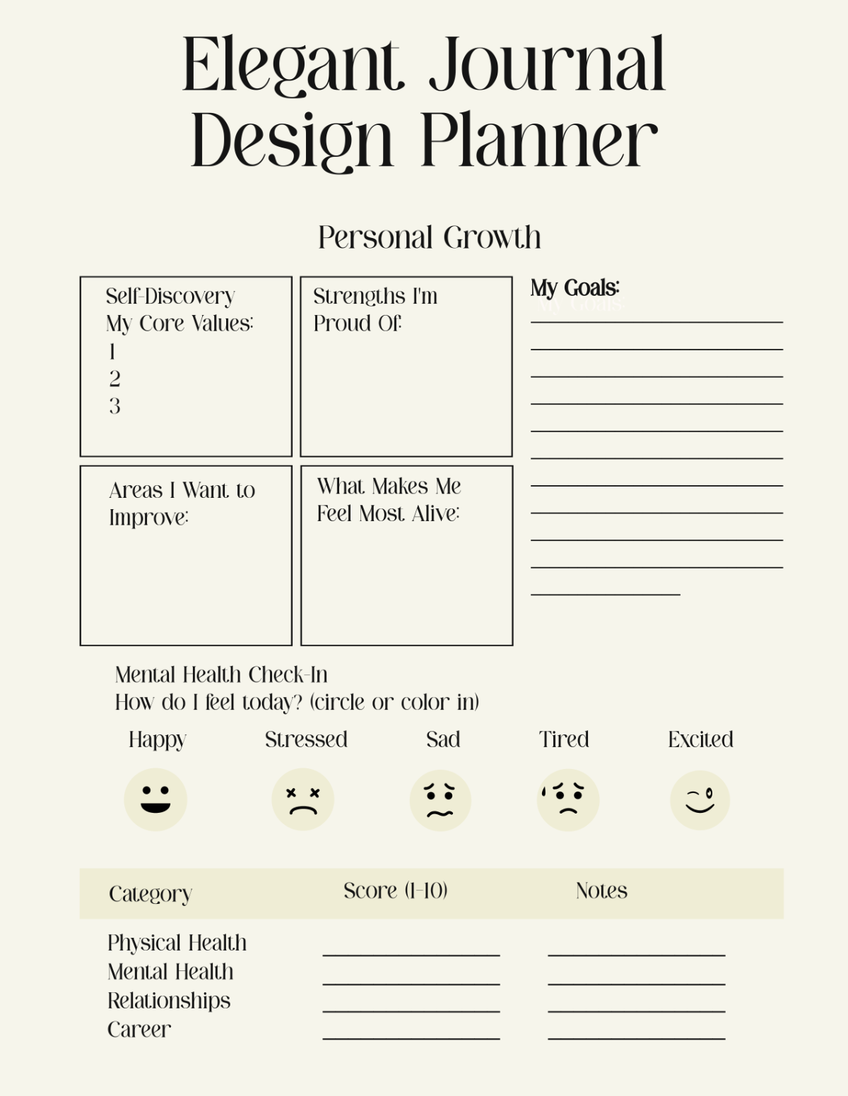 Free Elegant Journal Design Planner Template