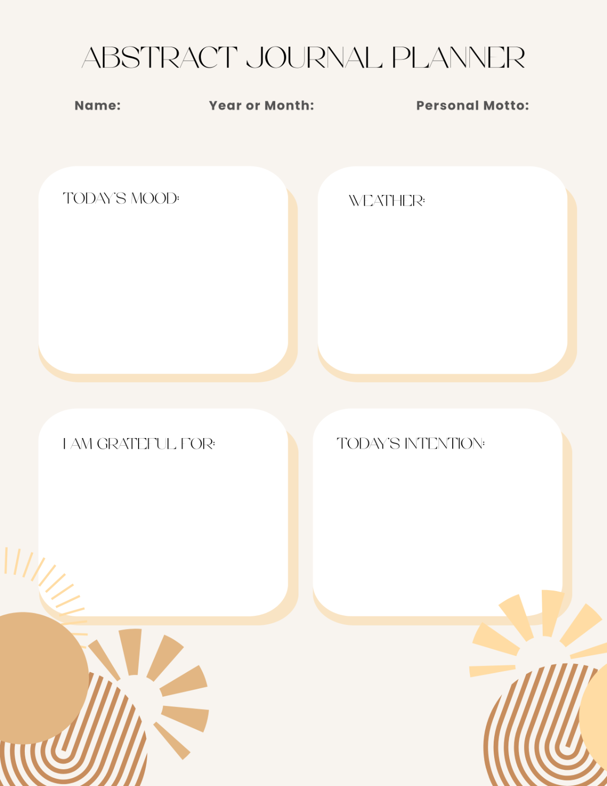 Free Abstract Journal Planner Template