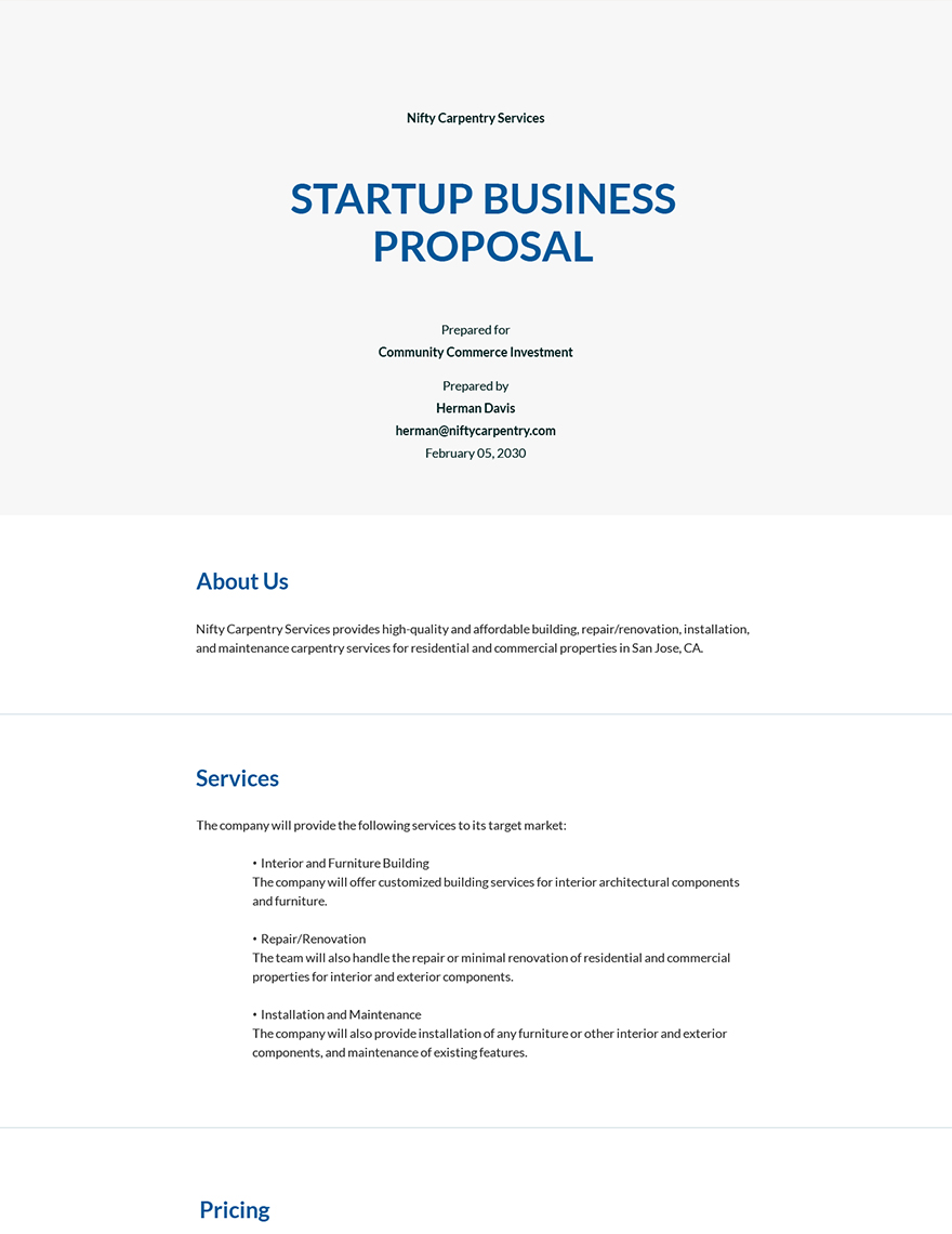 Free Startup Business Proposal Template