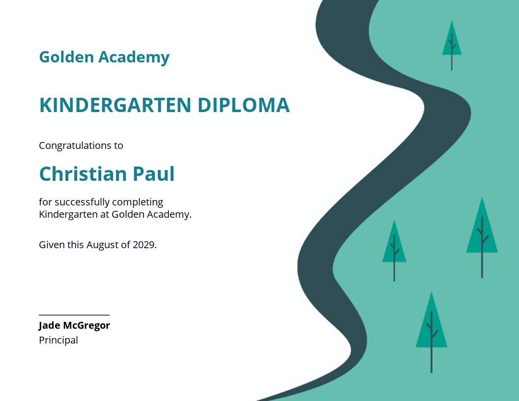 Kindergarten Graduation Diploma Certificate Template - Word