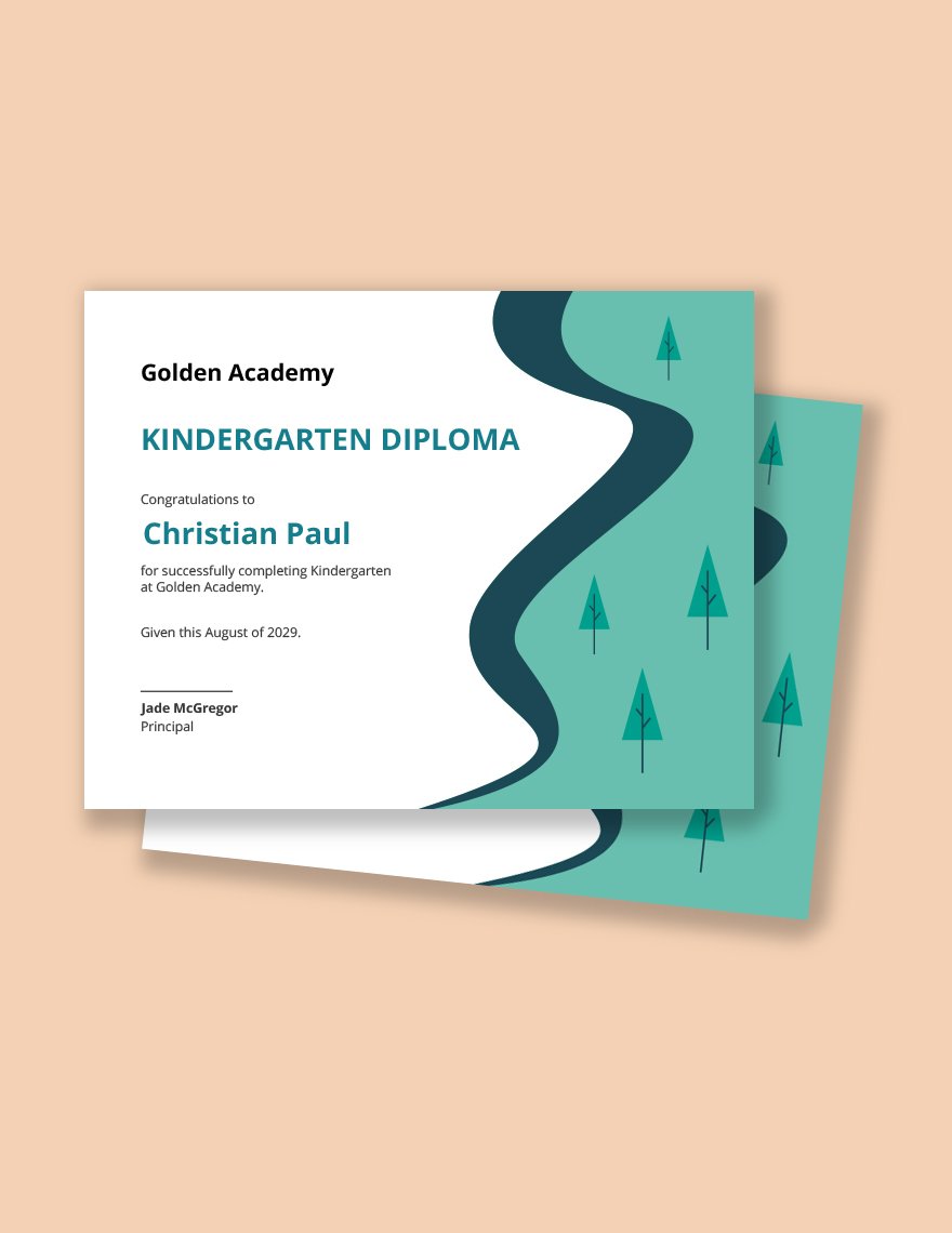 Kindergarten Graduation Diploma Certificate Template