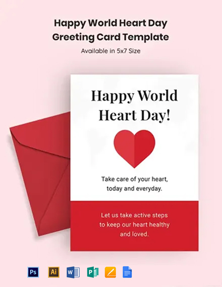 Free Happy World Heart Day Greeting Card Template