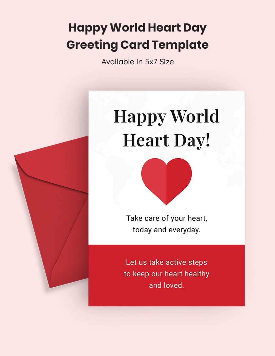 Happy World Heart Day Greeting Card Template
