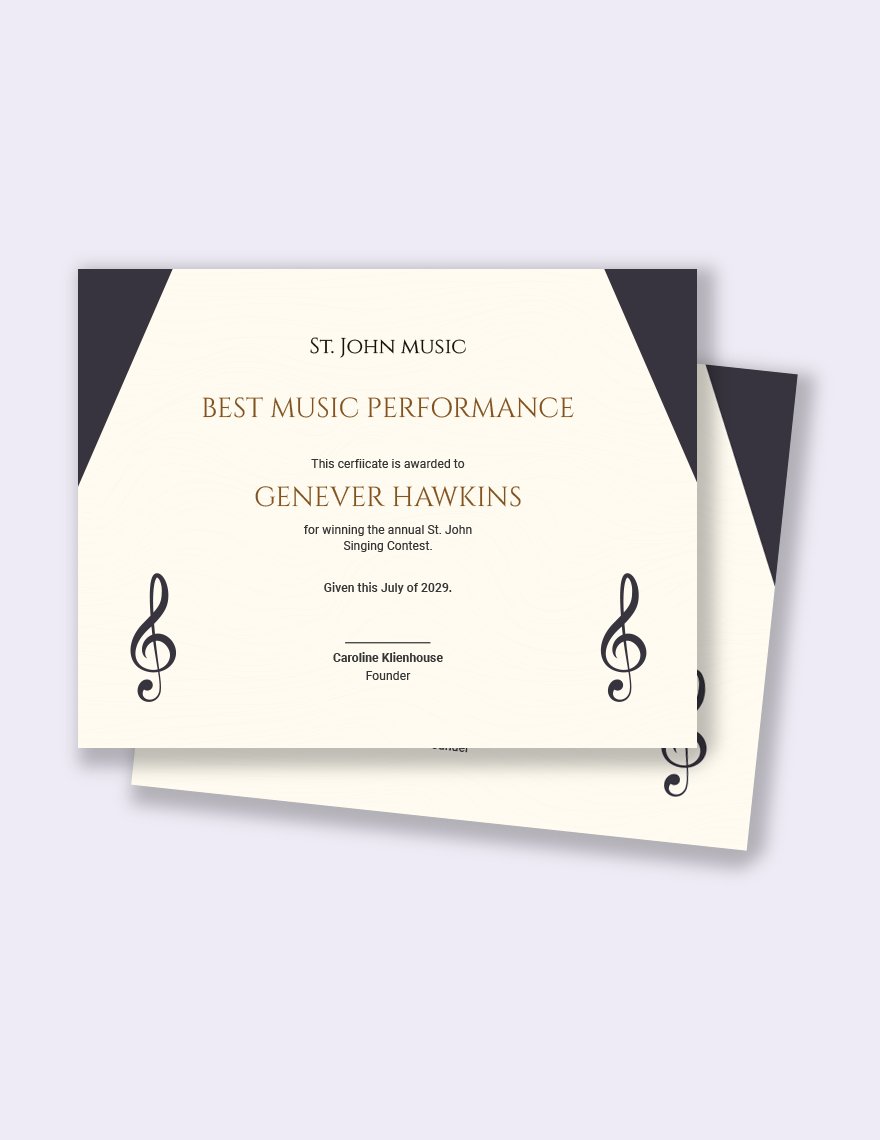 Music Competition Certificate Template