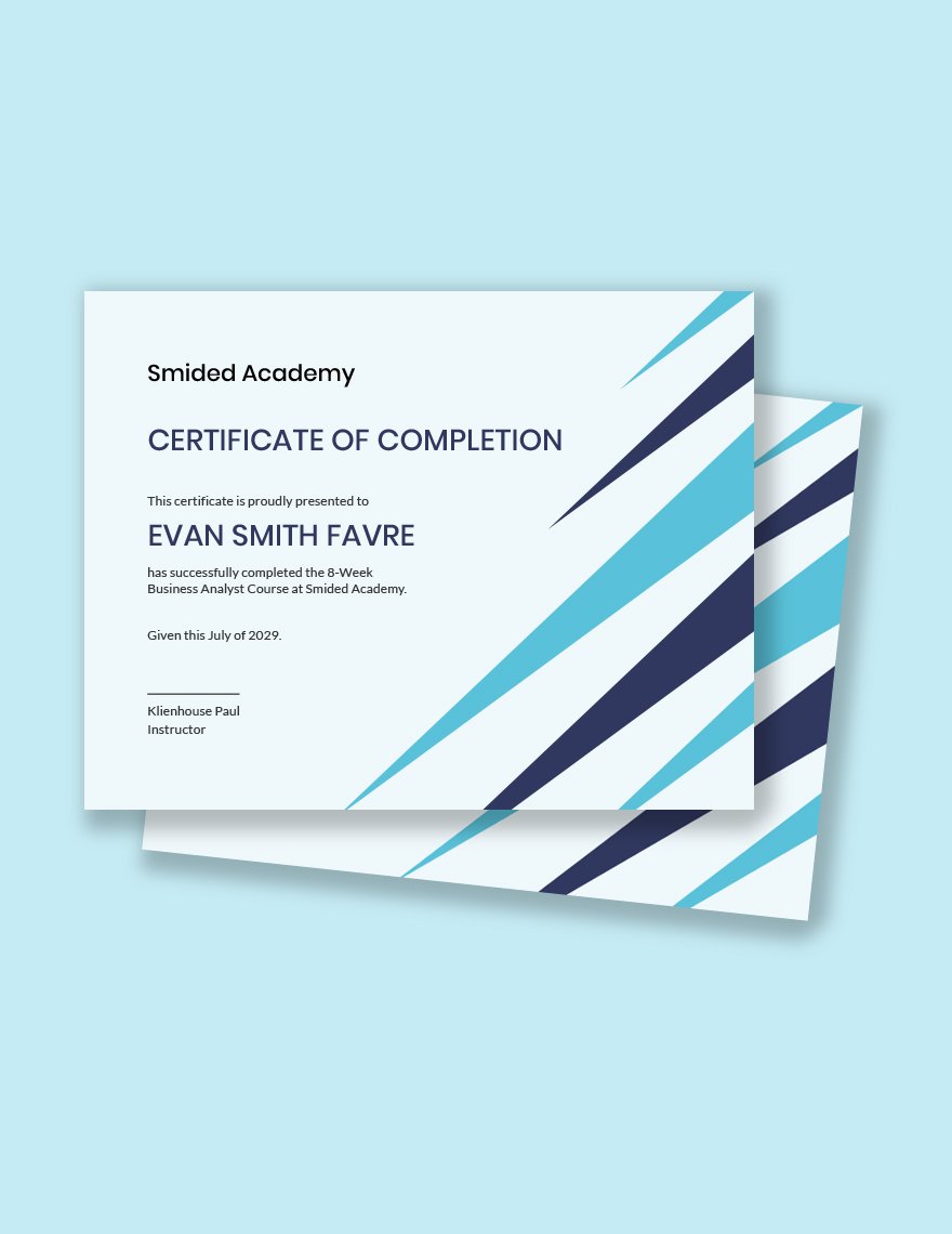 Business Analyst Certification Template