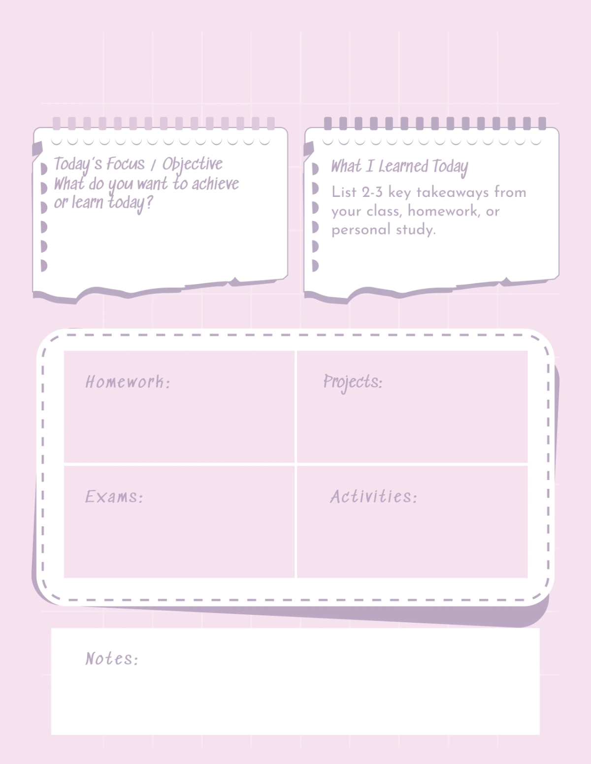 Free Student Journal Planner Template to Edit Online