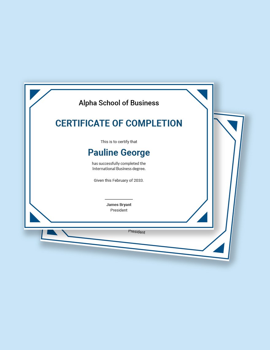 International Business Certificate Template