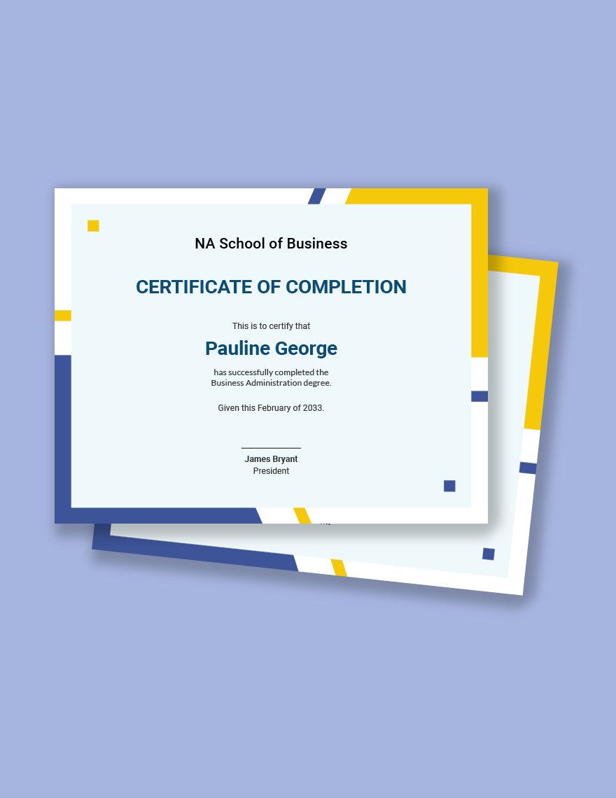 Business Administration Certificate Template
