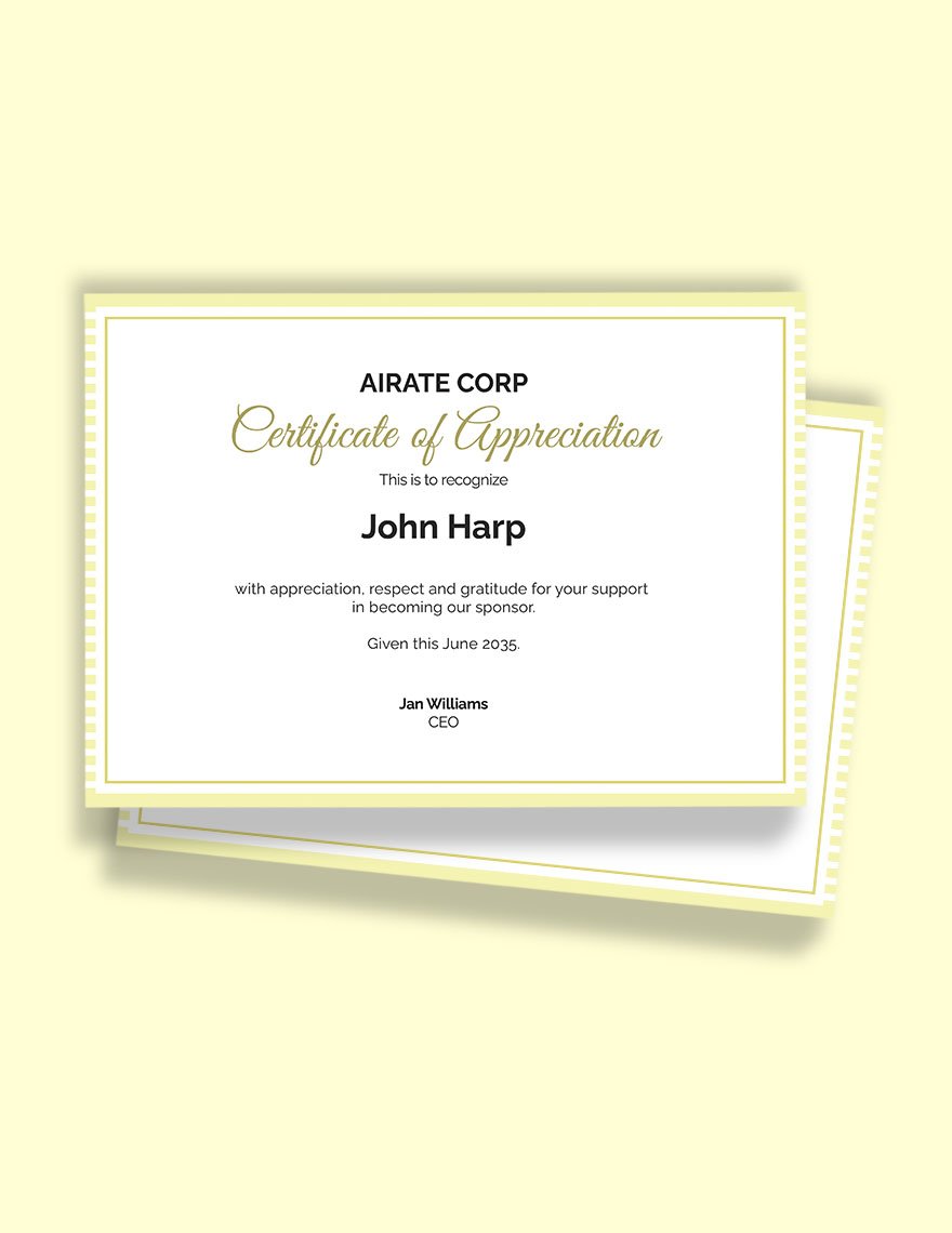 Free Thank You Certificate For Sponsorship Template