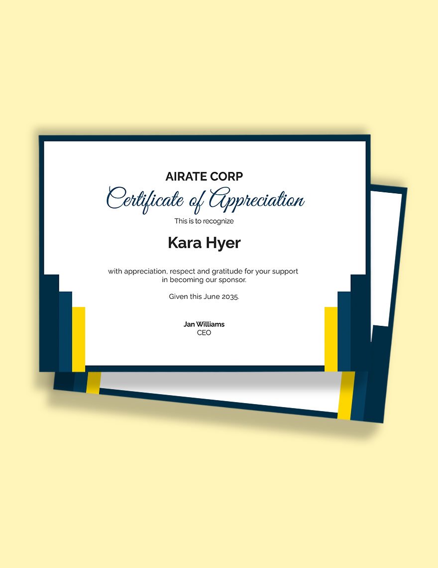 Sponsor Thank You Certificate Template in Word, Google Docs, Apple Pages, Publisher