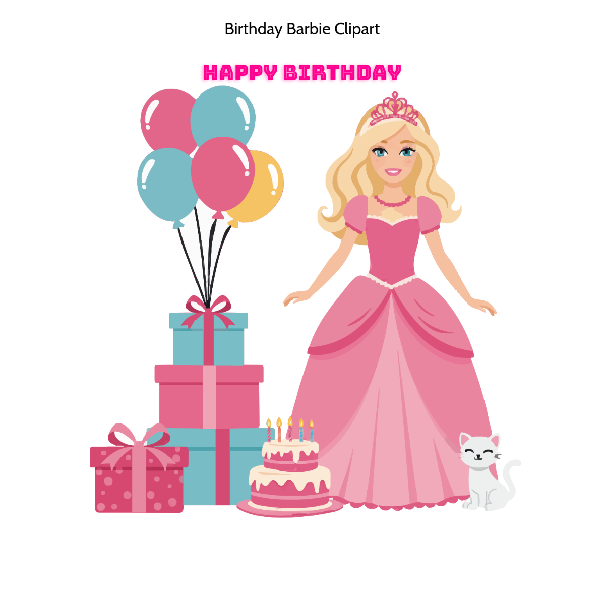 Free Birthday Barbie Clipart Template