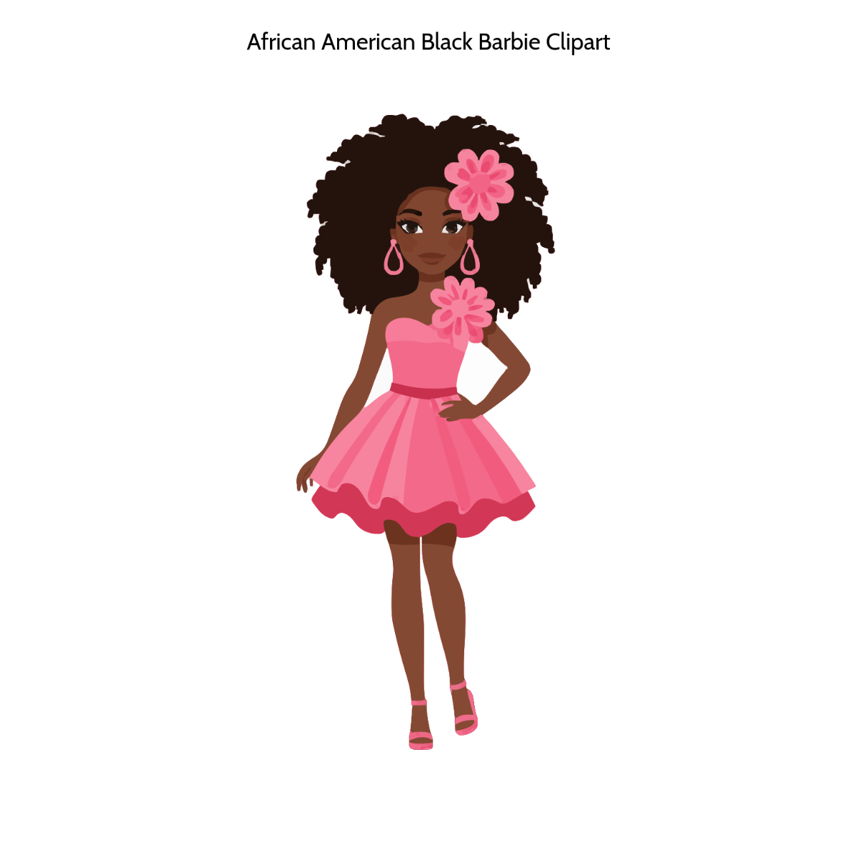 Free African American Black Barbie Clipart Template