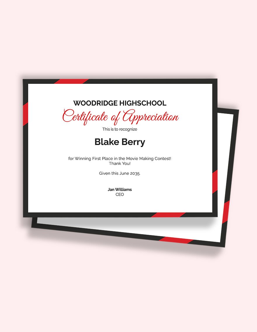 student appreciation certificates
