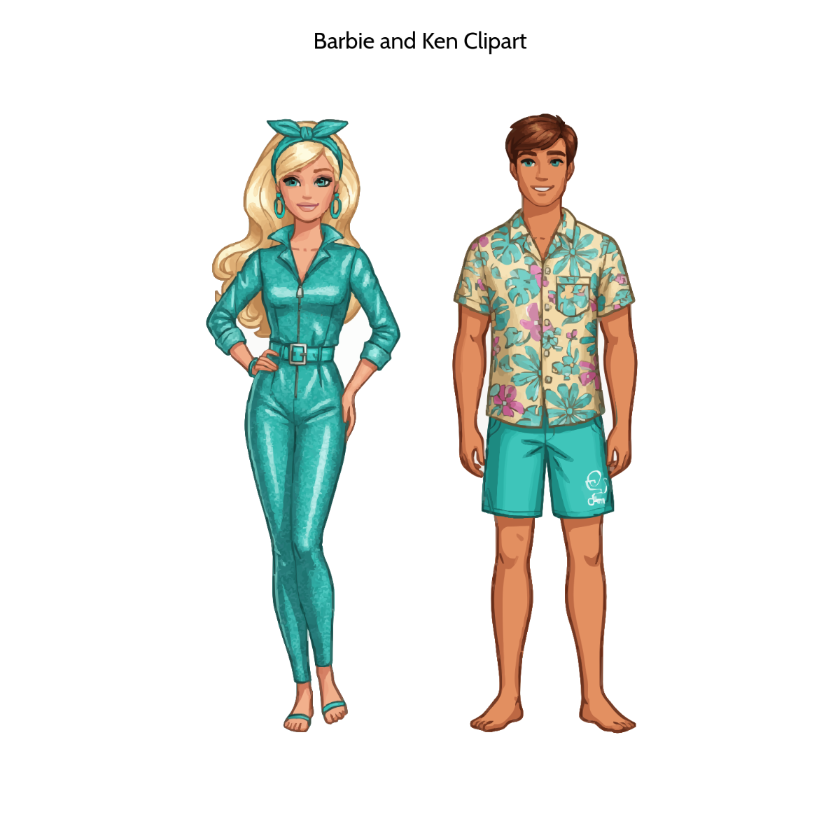 Free Barbie and Ken Clipart Template
