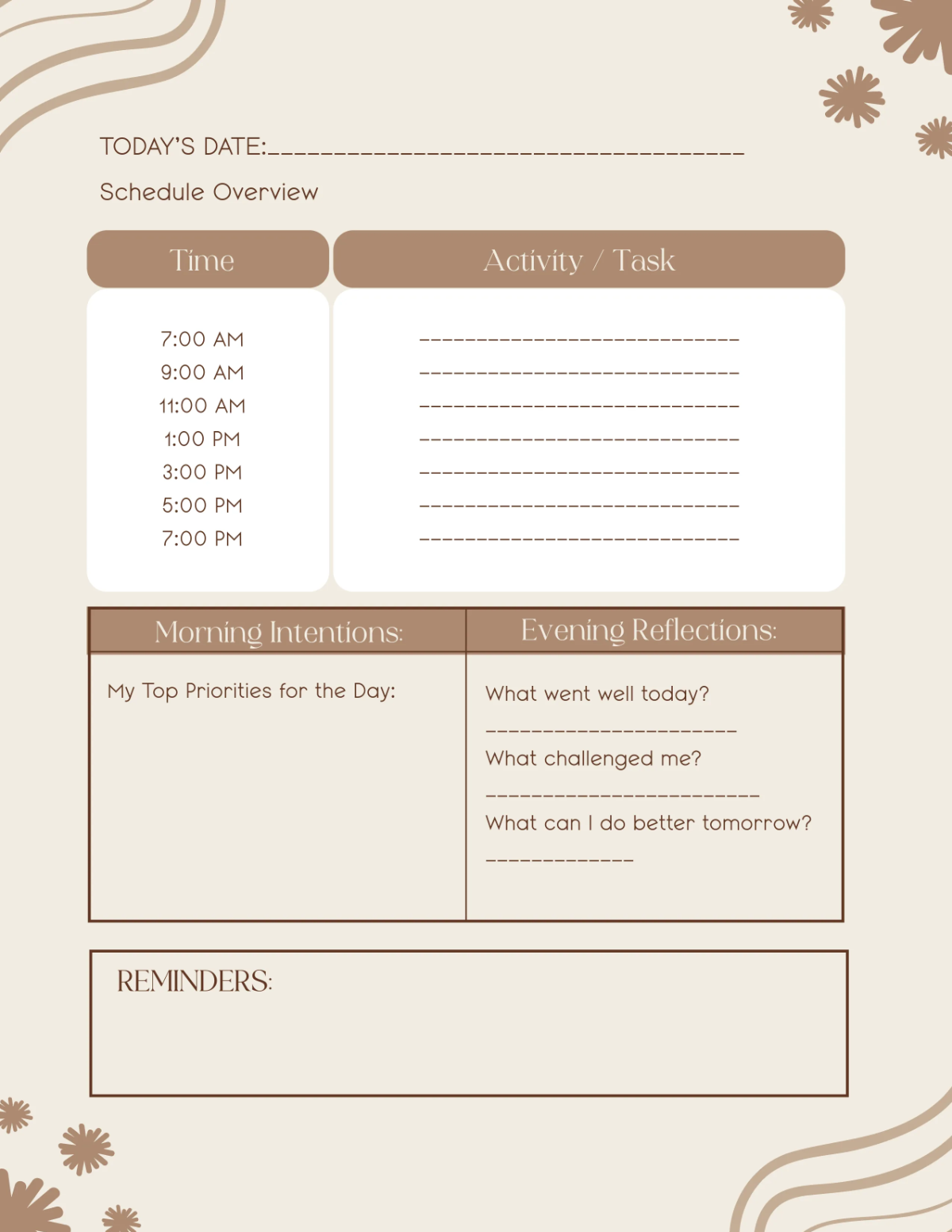 Free Daily Journal Planner Template to Edit Online
