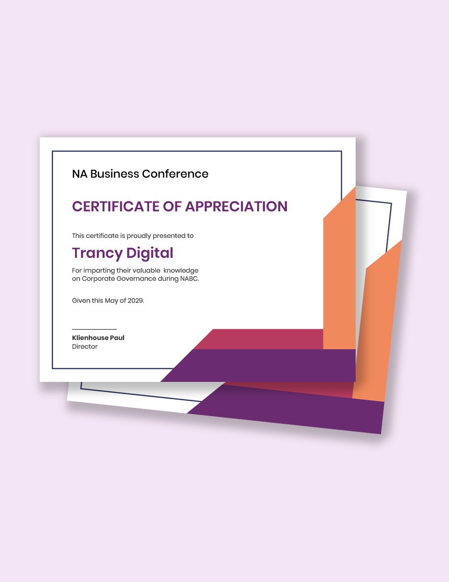 Business Certificate of Appreciation Template