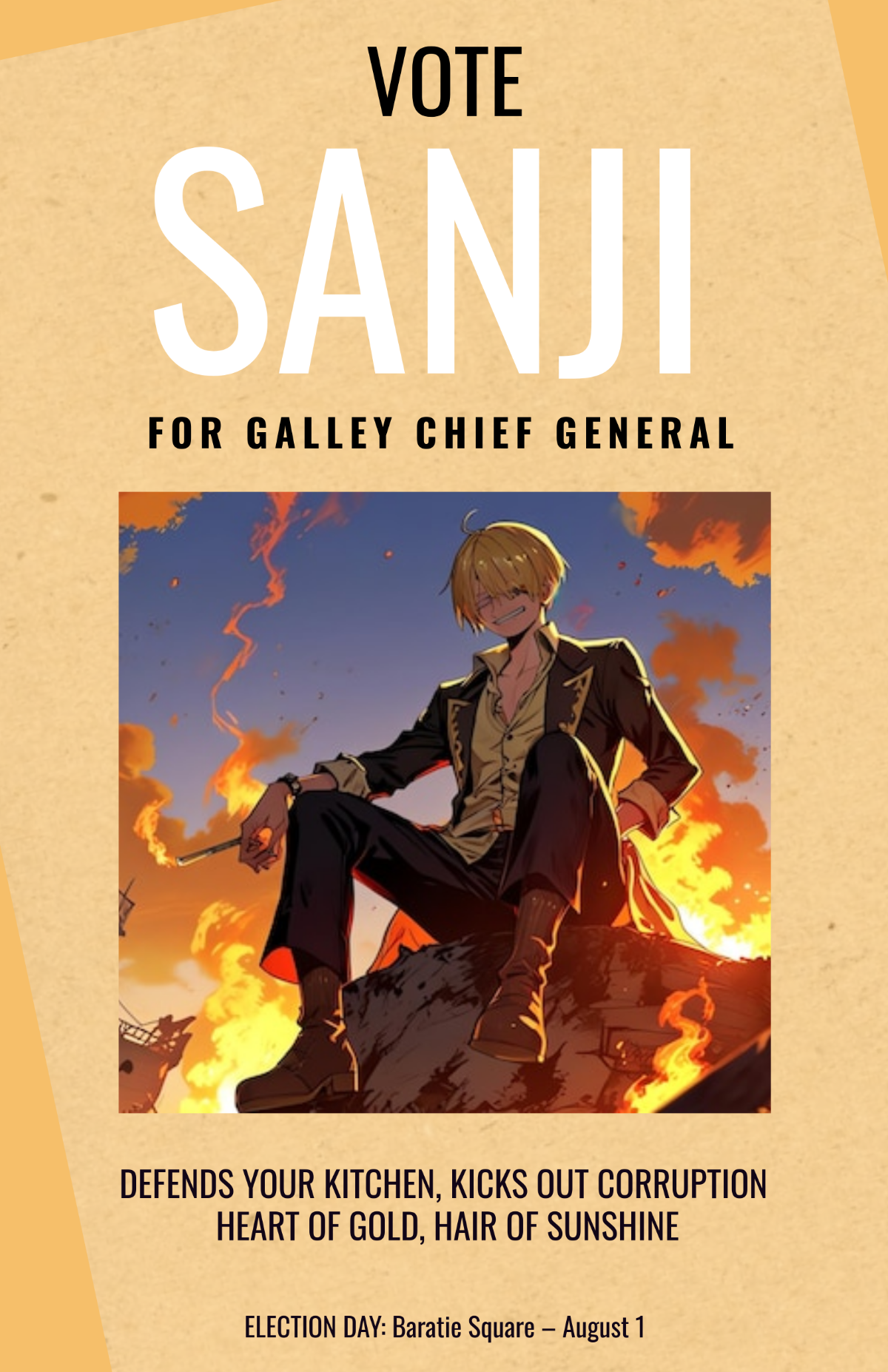 Free Yellow One Piece Campaign Poster Template