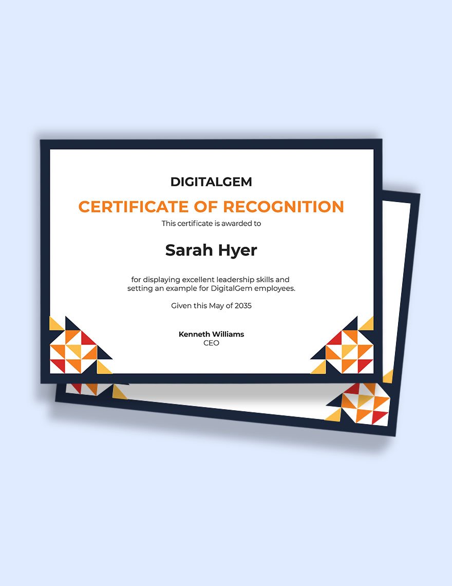 Border for Certificate of Recognition Template