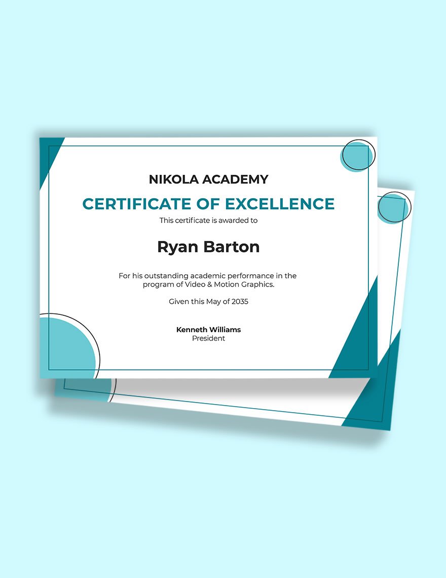 Free Student Excellence Certificate Template