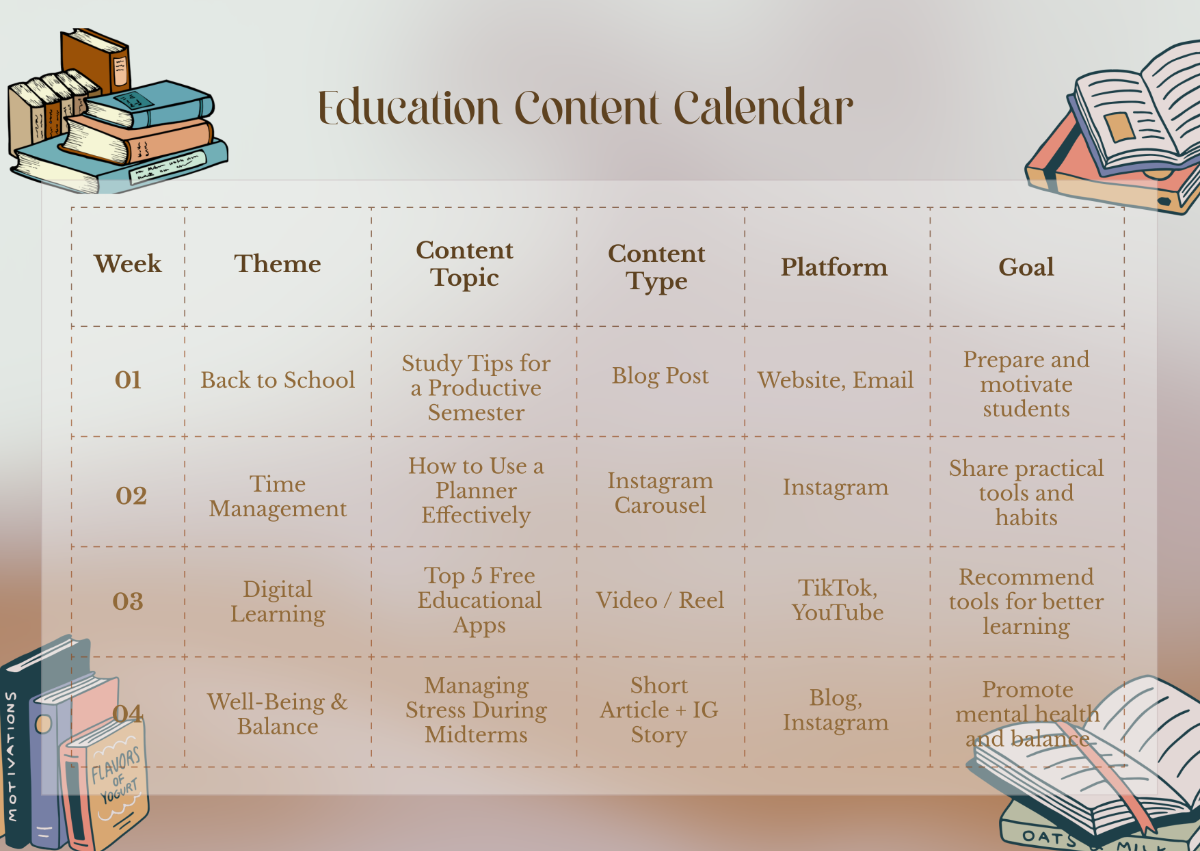 Free Education Content Calendar Template