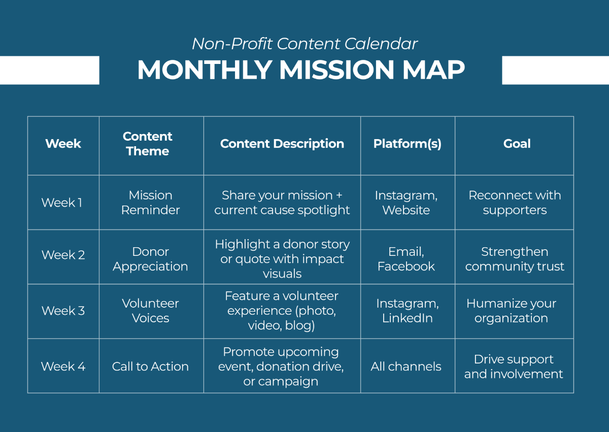 Free Non-Profit Content Calendar Template