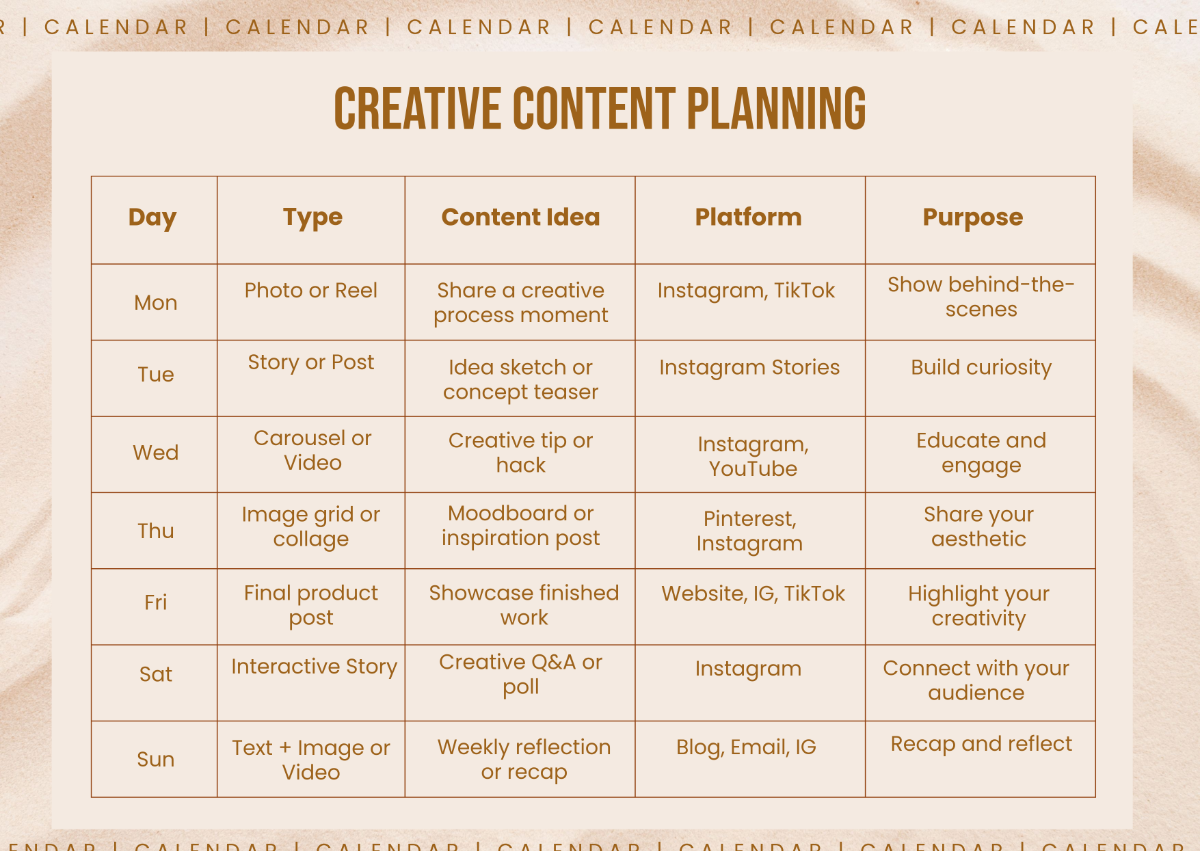Free Creative Content Planning Calendar Template