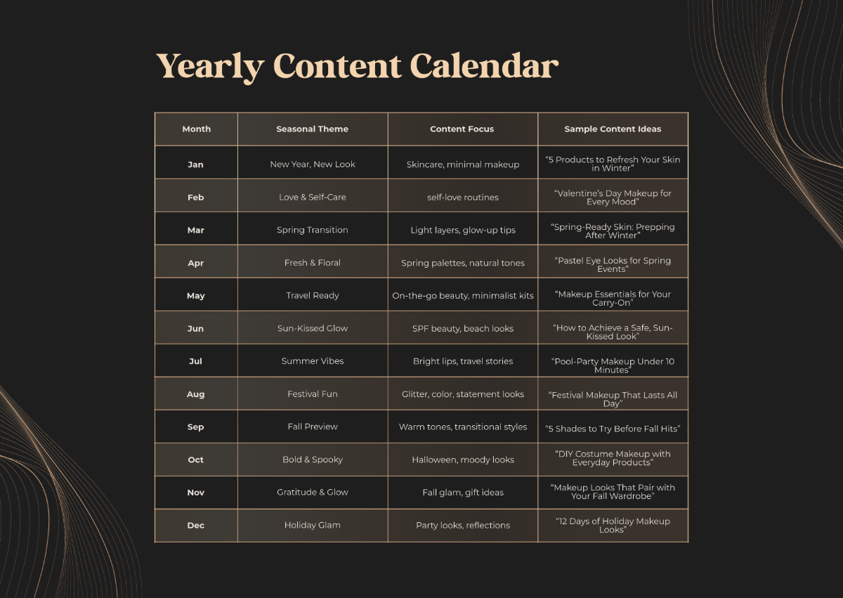 Free Yearly Content Calendar Template
