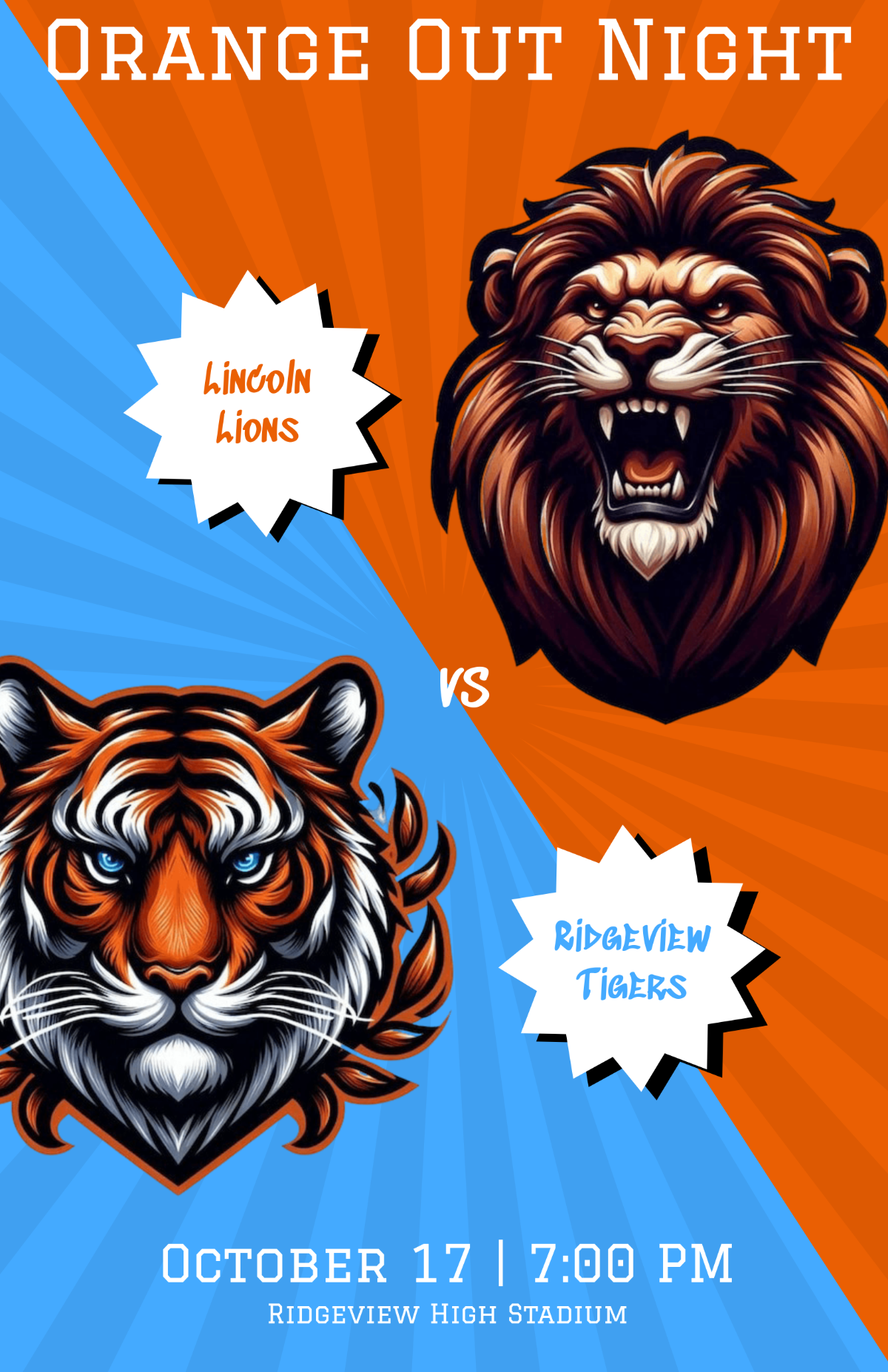 Free Orange Homecoming Football Poster Template