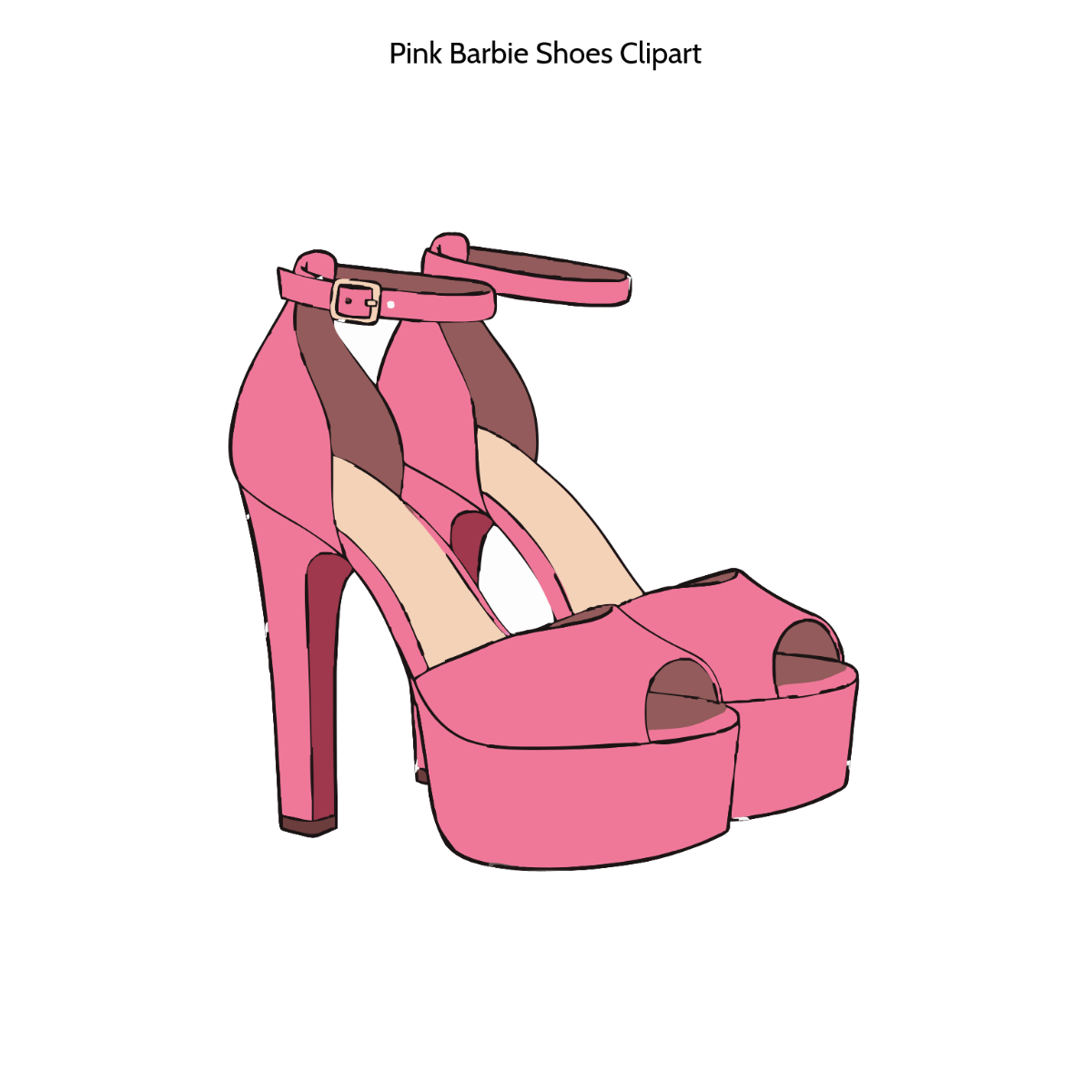 Free Pink Barbie Shoes Clipart Template