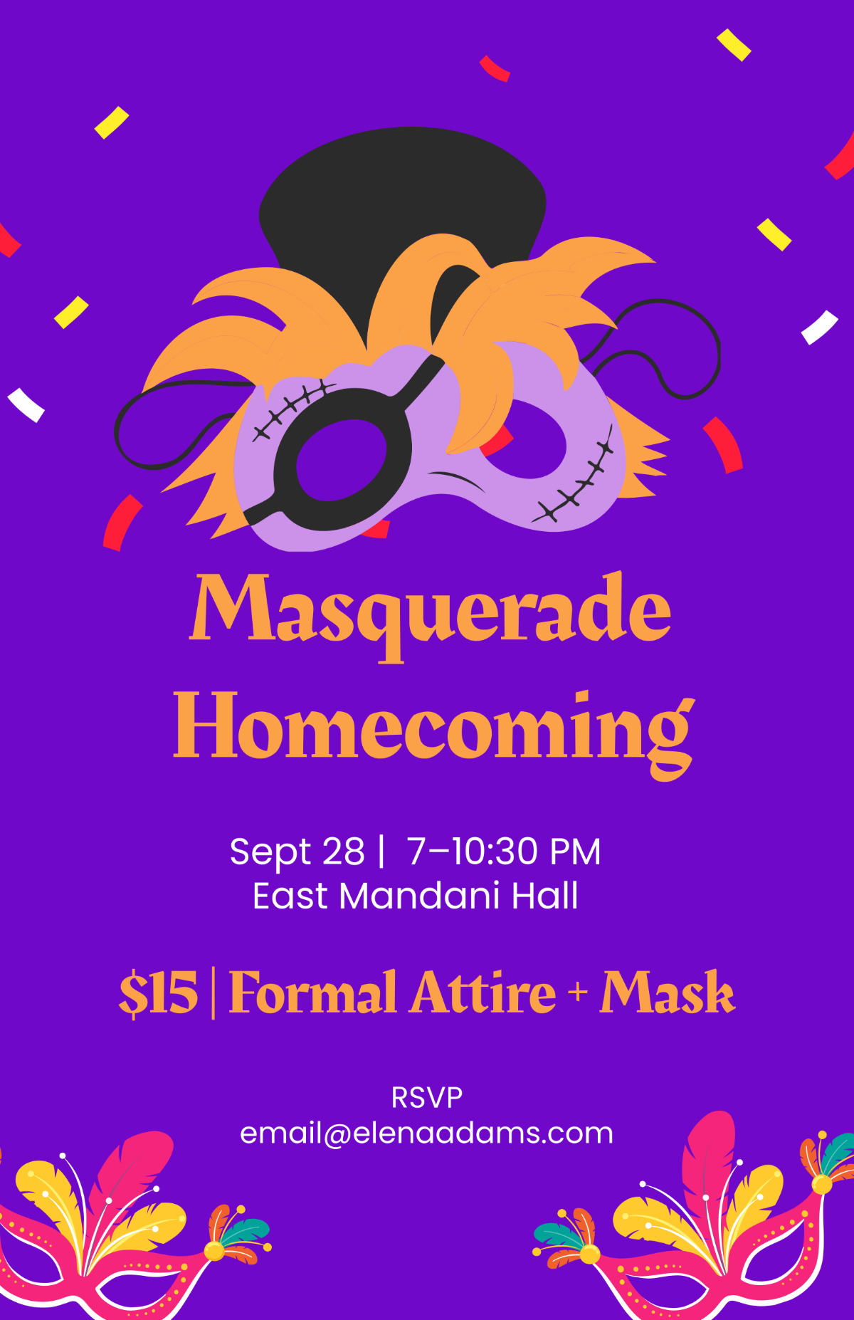 Free Masquerade Homecoming Poster Template