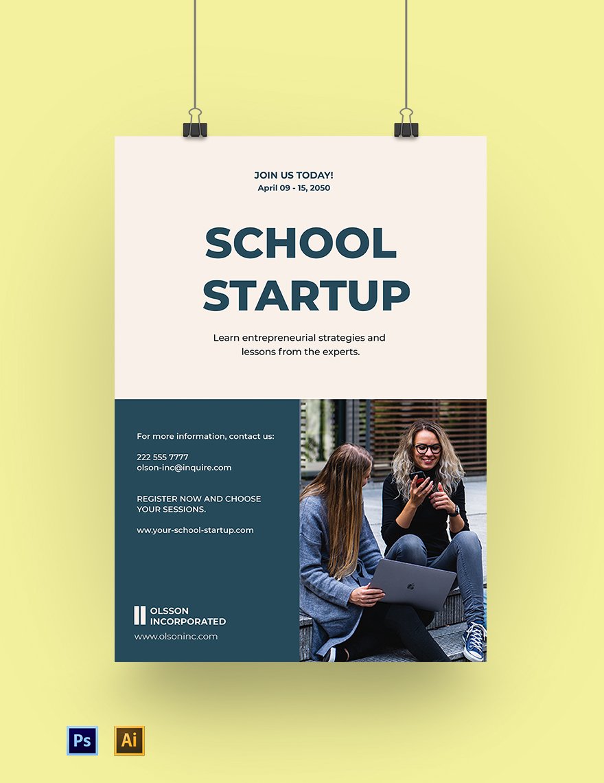 Free School Startup Poster Template