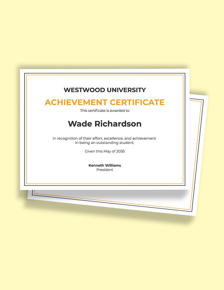 Sample Academic Achievement Award Certificate Template