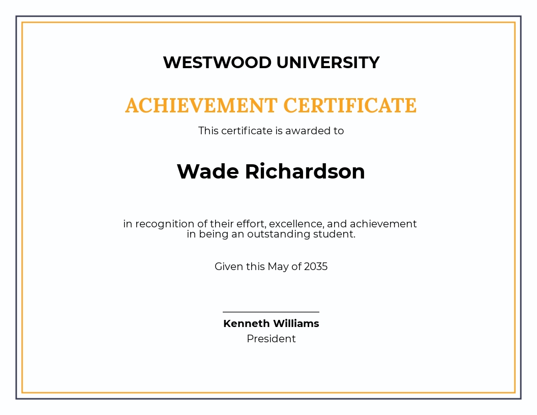 Academic Achievement Certificate Template Free JPG Word Template net