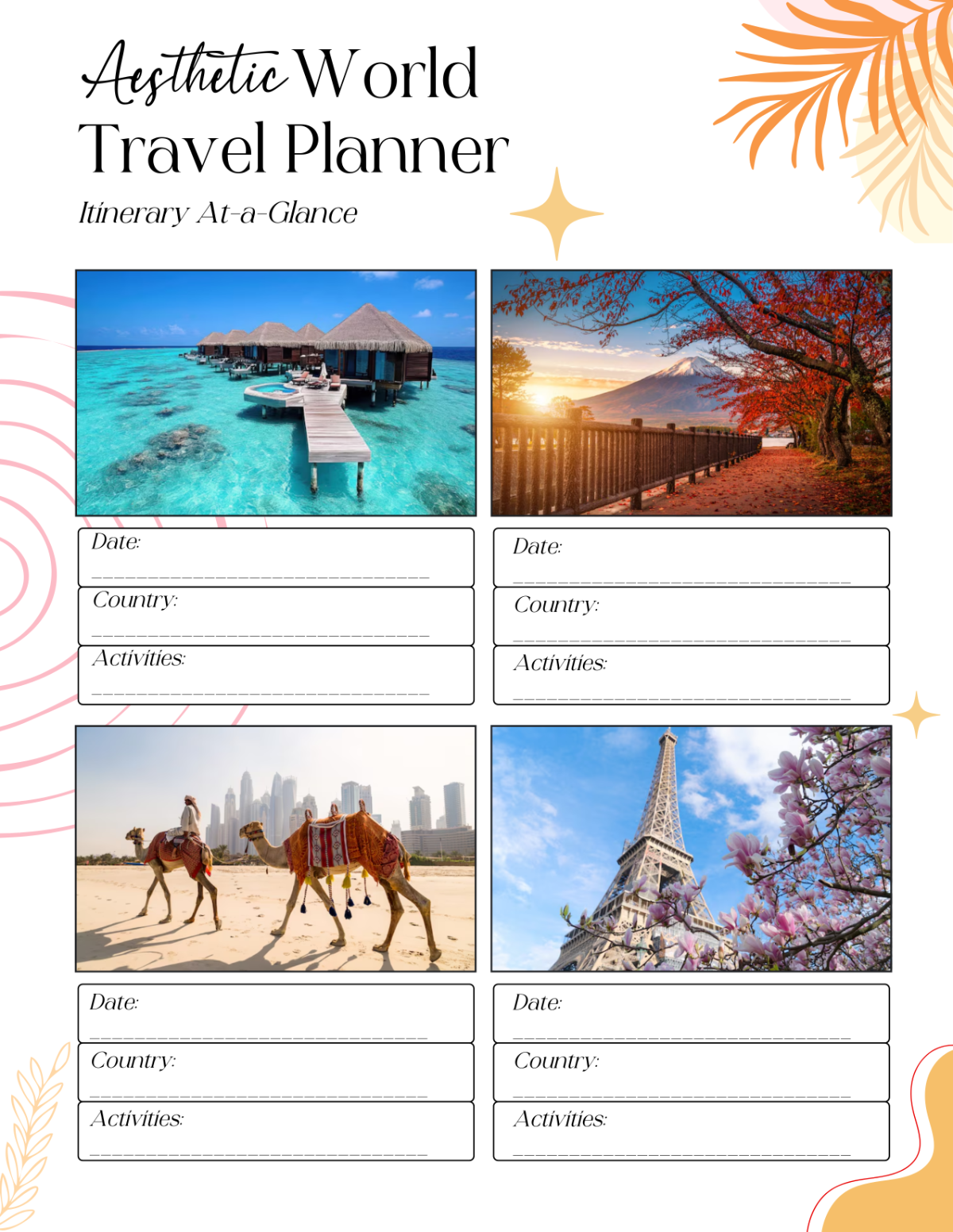 Free Aesthetic World Travel Planner Template to Edit Online