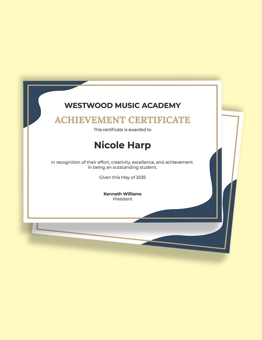 Music Academic Achievement Certificate Template