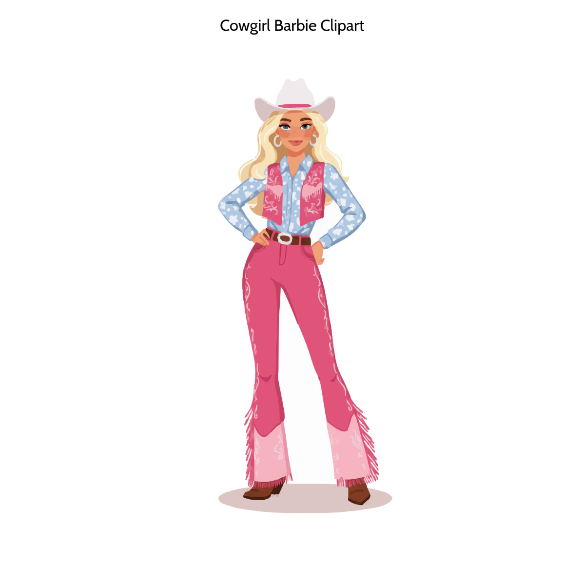 Free Cowgirl Barbie Clipart Template