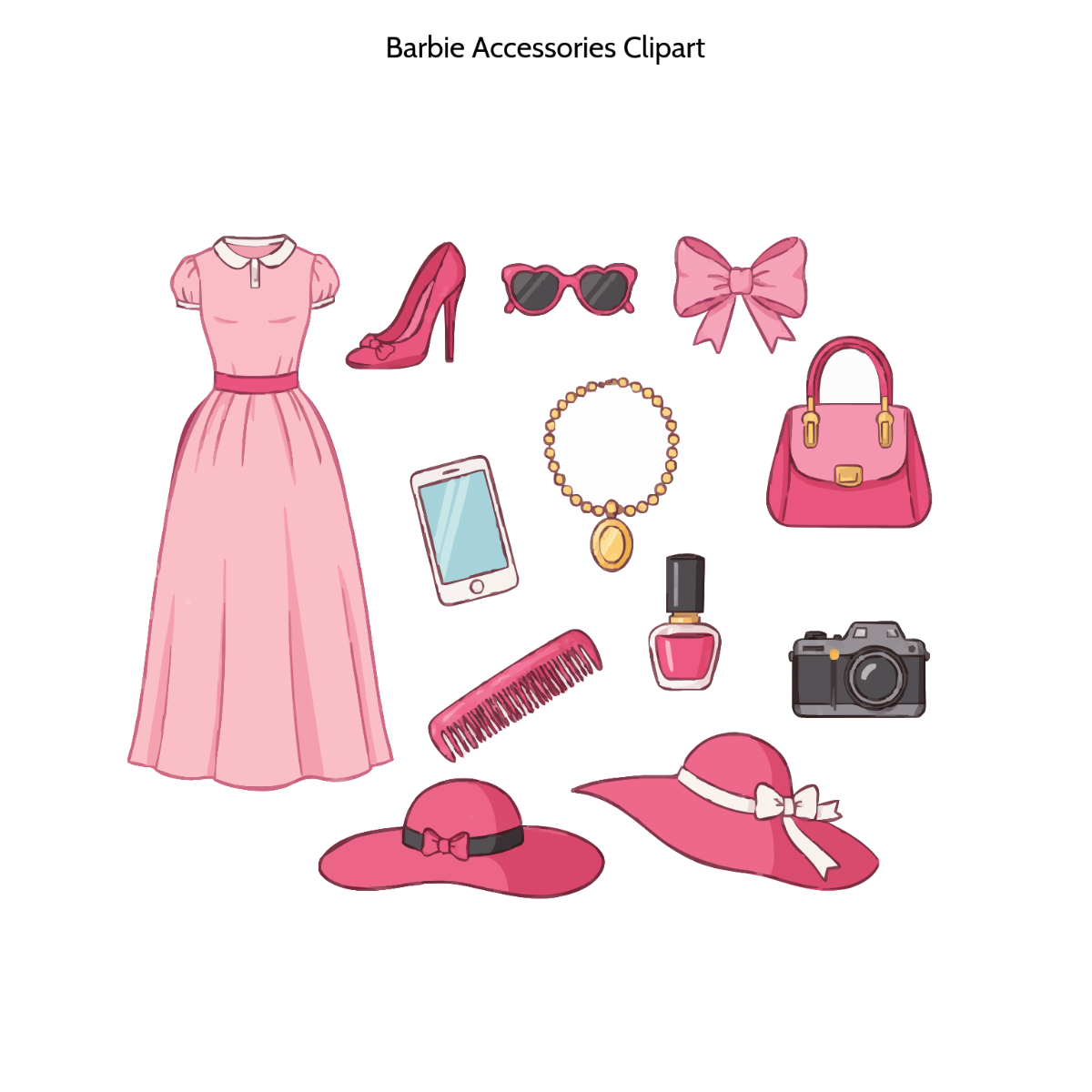 Free Barbie Accessories Clipart Template