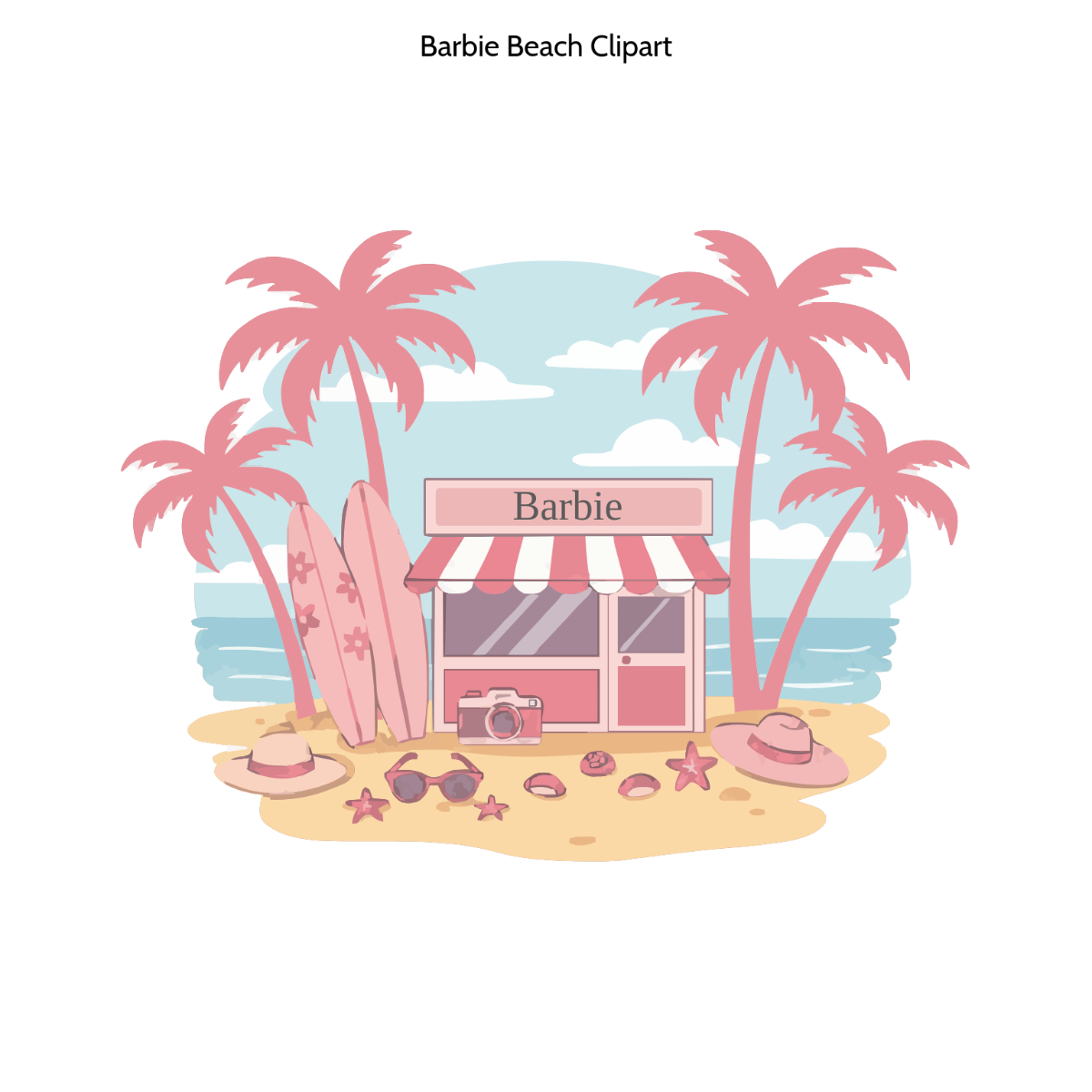 Free Barbie Beach Clipart Template to Edit Online