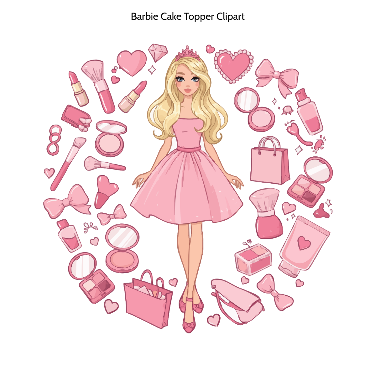 Free Barbie Cake Topper Clipart Template