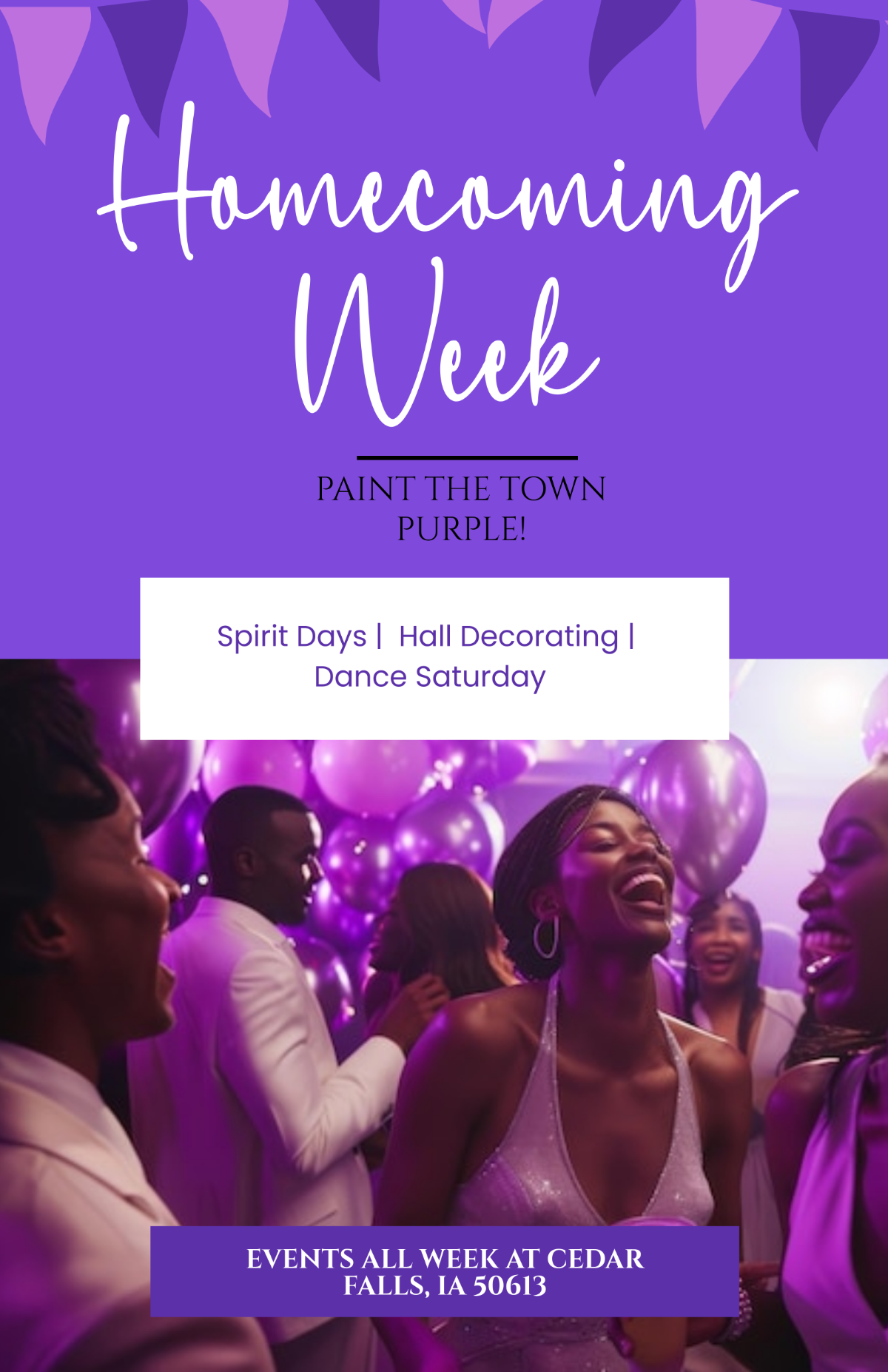 Free Purple Homecoming Week Poster Template