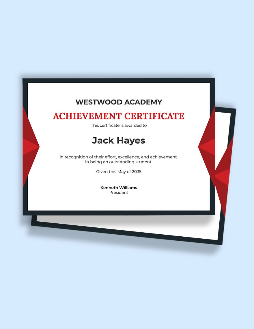Recognition Academic Achievement Certificate Template