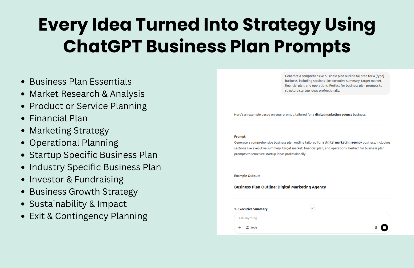 Free ChatGPT Business Plan Prompts
