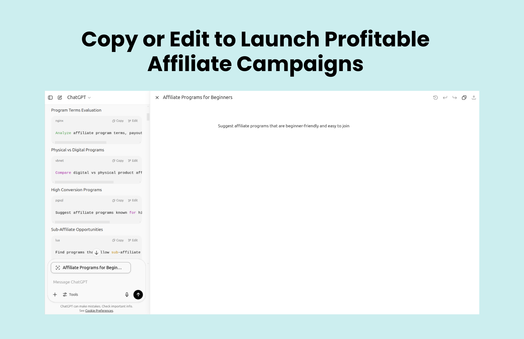 ChatGPT Prompts For Affiliate Marketing