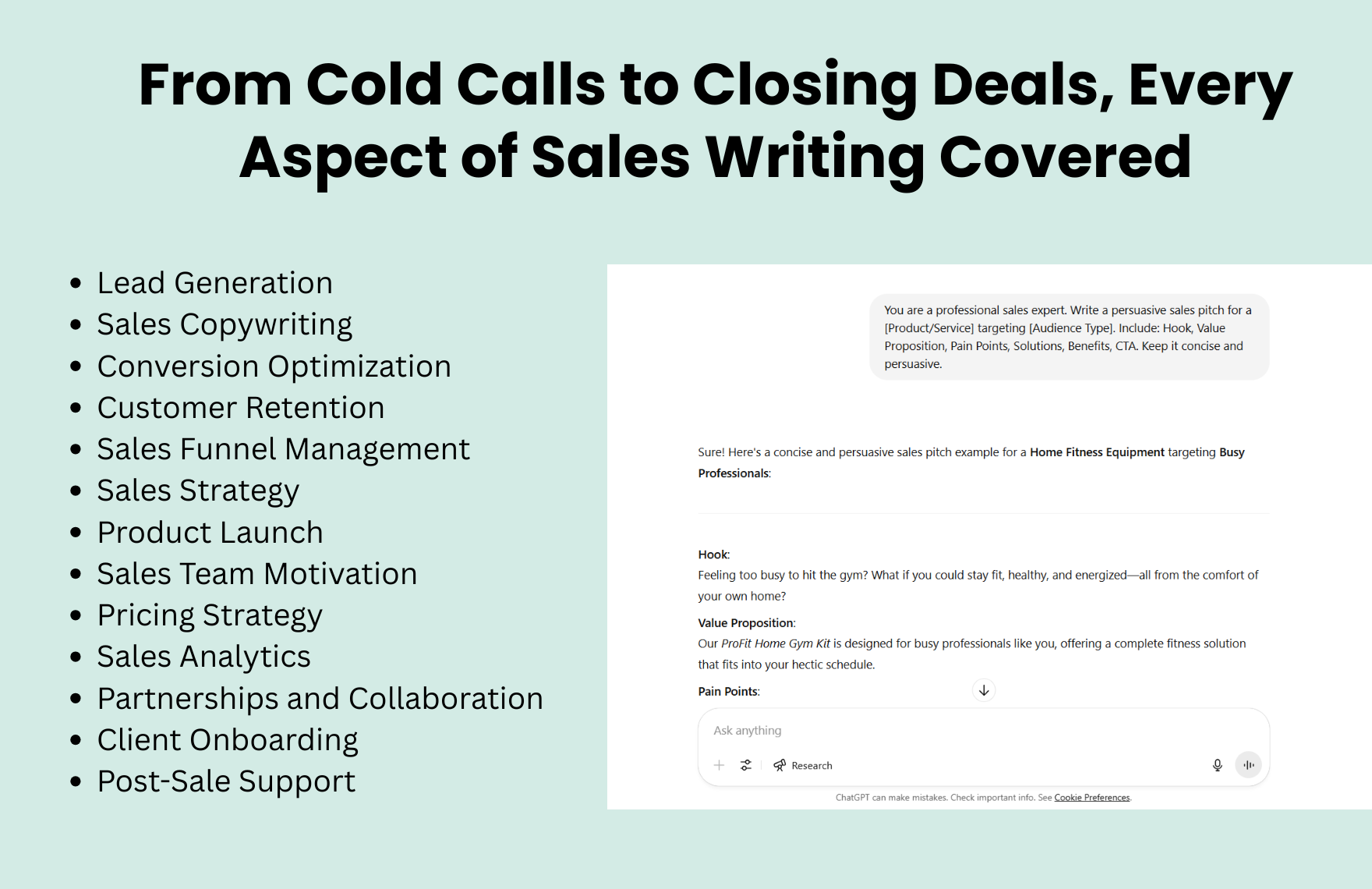 Free ChatGPT Prompts For Sales