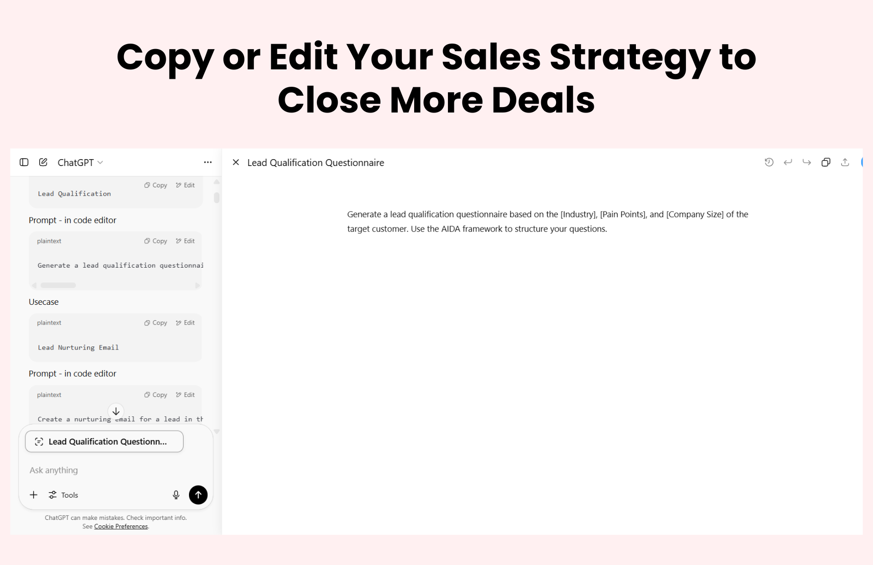 Free ChatGPT Prompts For Sales