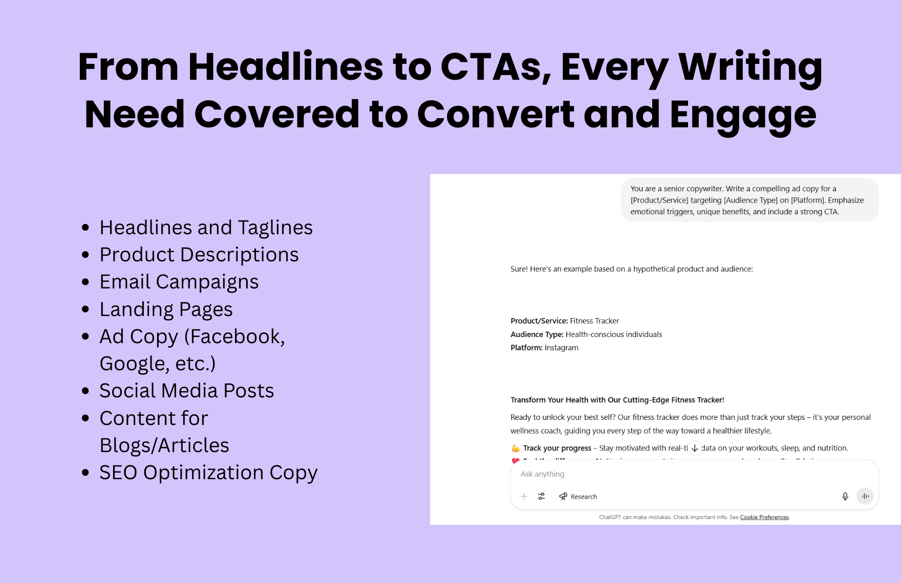 Free ChatGPT Prompts For Copywriting